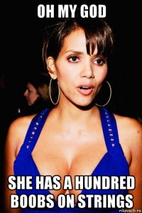 oh my god she has a hundred boobs on strings