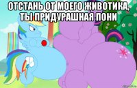 отстань от моего животика, ты придурашная пони 