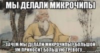 мы делали микрочипы зачем мы делали микрочипы? большой ум приносит большую тревогу....