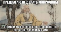 предлагаю не делать микрочипы от ваших микрочипов одно беспокойство. оно мешает осознанию дао
