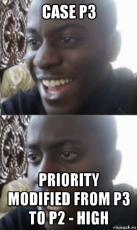 case p3 priority modified from p3 to p2 - high