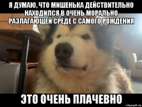 я думаю, что мишенька действительно находился в очень морально разлагающей среде с самого рождения это очень плачевно