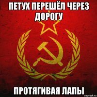петух перешёл через дорогу протягивая лапы