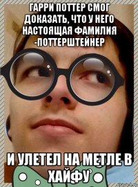 гарри поттер смог доказать, что у него настоящая фамилия -поттерштейнер и улетел на метле в хайфу