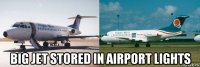  big jet stored in airport lights