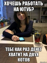 хочешь работать на ютуб? тебе как раз денег хватит на двух котов