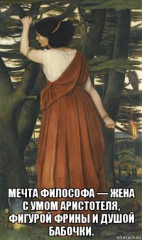  мечта философа — жена с умом аристотеля, фигурой фрины и душой бабочки.