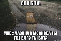 спи бля! уже 2 часика в москве а ты где бля? ты бот?
