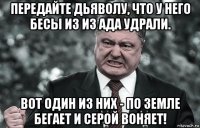 передайте дьяволу, что у него бесы из из ада удрали. вот один из них - по земле бегает и серой воняет!