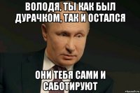 володя, ты как был дурачком, так и остался они тебя сами и саботируют