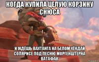 когда купила целую корзину снюса и ждёшь вахтанга на белом хёндай солярисе под песню моргенштерна ватафак