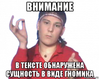 внимание в тексте обнаружена сущность в виде гномика