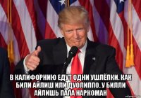  в калифорнию едут одни ушлёпки. как били айлиш или дуолиппо. у билли айлишь папа наркоман