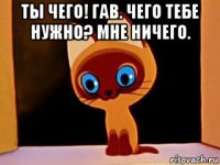 ты чего! гав. чего тебе нужно? мне ничего. 