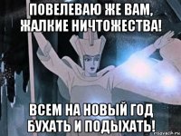 повелеваю же вам, жалкие ничтожества! всем на новый год бухать и подыхать!
