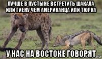 лучше в пустыне встретить шакала или гиену чем американца или тюрка у нас на востоке говорят