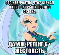 это!невероятно что? сериал винкс закрыли после 8 сезона. да! уж, ретенг 6+ жестоксть