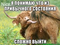 я понимаю что из привычного состояния сложно выйти