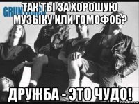 так ты за хорошую музыку или гомофоб? дружба - это чудо!