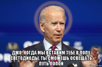  джо, когда мы вставим тебе в попу светодиоды, ты сможешь освещать путь попой