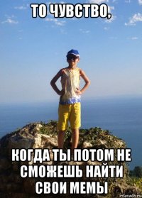 то чувство, когда ты потом не сможешь найти свои мемы
