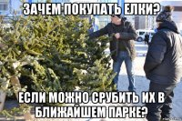 зачем покупать елки? если можно срубить их в ближайшем парке?