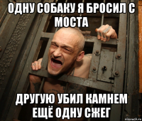 одну собаку я бросил с моста другую убил камнем ещё одну сжег