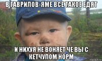 в гаврилов-яме все такое едят и нихуя не воняет че вы с кетчупом норм