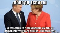 володя, если ты не разберёшься с криминалом, мы тебе не дадим спектрографов сименс. - ну позязюста