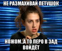 не размахивай петушок ножом..а то перо в зад войдёт