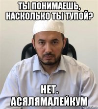 ты понимаешь, насколько ты тупой? нет. асялямалейкум
