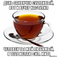 день закончен суетливый, вот и вечер наступил человек ты мой любимый, я тебе желаю сил. мите