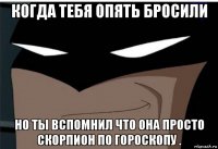 когда тебя опять бросили но ты вспомнил что она просто скорпион по гороскопу .