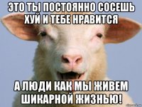 это ты постоянно сосешь хуй и тебе нравится а люди как мы живем шикарной жизнью!