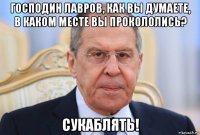 господин лавров, как вы думаете, в каком месте вы прокололись? сукаблять!