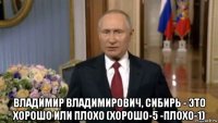  владимир владимирович, сибирь - это хорошо или плохо (хорошо-5 -плохо-1)