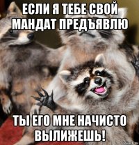 если я тебе свой мандат предъявлю ты его мне начисто вылижешь!