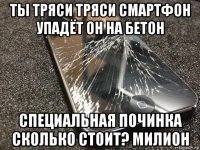 ты тряси тряси смартфон упадёт он на бетон специальная починка сколько стоит? милион