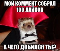 мой коммент собрал 100 лайков а чего добился ты?