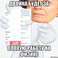 двойка будет за плохую работу на физике