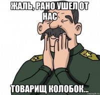 жаль, рано ушел от нас товарищ колобок...
