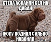 стёпа асланян сел на диван жопу поднял сильно навонял
