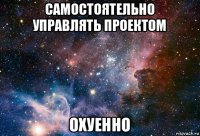 самостоятельно управлять проектом охуенно