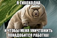 я тихоходка и чтобы меня уничтожить понадобится работка!