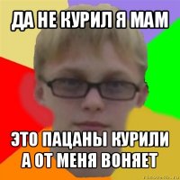 да не курил я мам это пацаны курили
а от меня воняет