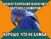 шофёр попросил включить картону с номером хорошо, что не бомба.