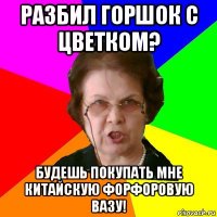 разбил горшок с цветком? будешь покупать мне китайскую форфоровую вазу!