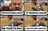 Окончил ВУЗ ищешь работу! Тут требуются с опытом Там требуется опыт Я где ж его блять взять???