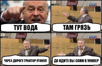 тут вода там грязь через дорогу трактор утонул да идите вы сами в универ