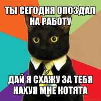 ты сегодня опоздал на работу дай я схажу за тебя нахуя мне котята